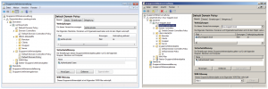 Abbildung 4: Sowohl Sernets Appliance (oben) als auch Univentions System (unten) leisten sich keine großen Schwächen und integrieren sich problemlos als Active-Directory-Domänencontroller in die gängigen Administrationstools der Windows-Admins, hier bei der Verwaltung der Gruppenrichtlinien.