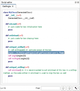 Abbildung 5: In Choreograph integriert sind auch ein Editor für Python-Code sowie eine Sensoren-Abfragebox.