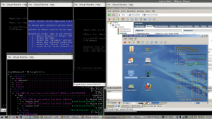 Abbildung 7: Das Ergebnis im Betrieb: Der VMware Player virtualisiert auf Fedora 16 zwei ESX-Server, einen Windows-Gast und zwei Linuxe.