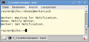 Abbildung 1: Die erste Implementierung: Die Synchronisation über einen gemeinsamen Wahrheitswert funktioniert.