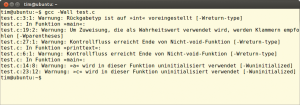 Abbildung 2: Die Arbeitsteilung ist nicht so streng: Auch Compiler, wie hier der GCC, führen eine mehr oder weniger umfangreiche statische Analyse durch.