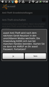 Abbildung 3: Avast versteckt den Diebstahlschutz geschickt und gibt dem Programm einen Tarnnamen.