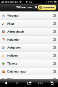 Abbildung 4: Optional bringt Horde auch einen mobilen Webclient mit, hier auf dem iPhone.