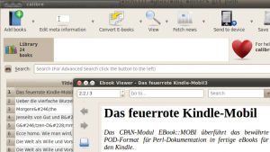 Abbildung 4: Auf Linux lädt das Programm Calibre die Mobi-Datei.