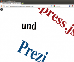 Abbildung 8: Eine Sozi-Präsentation im Browser zoomt zum nächsten Schritt. Die Nummer des aktuellen Frame steht oben links im Fenster.