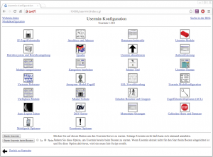 Abbildung 1: Wer Webmin installiert und das Usermin-Modul aktiviert hat, erhält unter &raquo;Webmin | Usermin-Konfiguration&laquo; eine lange Liste an Unterkategorien mit individuellen Einstellungen.