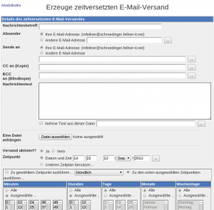 Abbildung 2: Zeitversetzt E-Mails versenden ist mit Usermin kein Problem. Die Funktion lässt sich für Pressemitteilungen oder Newsletter nutzen.