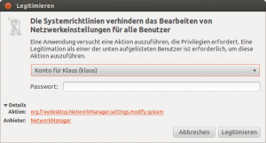 Abbildung 3: Beispiel für einen Authentication Agent unter Ubuntu. Wenn man die Details aufklappt, zeigt die Maske die Aktion an, für die das Programm die nötigen Berechtigungen anfordert.