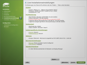 Abbildung 4: Gewohnt robust präsentiert sich das Setuptool Yast 2, das in kürzester Zeit eine frische Open Suse auf die Platte bringt.