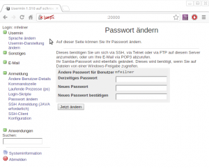 Abbildung 5: Wohl die typischste aller lästigen Supportaufgaben: Das Passwort ändert der Benutzer in Usermin selbst.