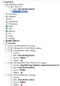 Abbildung 5: Über das passive PRADS hat OSSIM einen Host gefunden, auf dem Samba, HTTP und SSH-Server laufen.