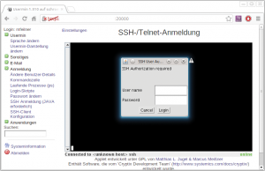 Abbildung 6: Ein Java-Applet bringt sogar einen SSH-Login in Usermin. Den Key samt Passwort darf ebenfalls der Anwender konfigurieren.