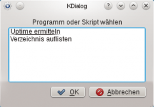Abbildung 6: Selbstverständlich kann auch KDE Kdialog Auswahllisten anbieten.