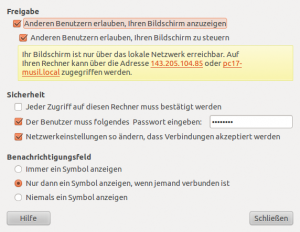 Abbildung 1: Nur wenige Einstellungen bietet der Menüpunkt Entfernter Bildschirm unter Gnome 2.