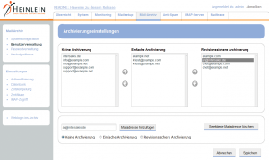 Abbildung 12: Archivierungsregeln lassen sich auch auf Mailbox-Ebene vergeben.