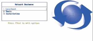 Abbildung 2: Am interaktiven PXE-Bootmenü der Zielrechner entscheidet der Admin über die Installationsart.