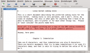 Abbildung 1: Die Anweisung ist eindeutig und die Message klar: Der GNU-Programmierstil verträgt sich nicht mit dem Linux-Kernel. Im weiteren Text schlägt Torvalds jedoch auch versöhnlichere Töne an.