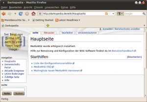 Abbildung 1: Verwechslungsgefahr: Es sieht aus wie Wikipedia, ist aber eine frische Mediawiki-Installation mit der Standard-Skin Monobook.