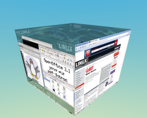 Abbildung 2: Klappt die Grafikkarten-Erkennung, ist dank Compiz-fusion die Knoppix-Welt keine Scheibe mehr.