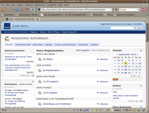Abbildung 3: Auf dem persönlichen Schreibtisch versammelt Ilias Nachrichten, Kalender und Notizen. Auch die Mitgliedschaften verwaltet der Anwender an dieser zentralen Stelle.