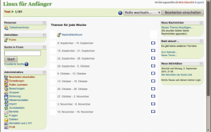 Abbildung 4: Über das Dropdown-Menü »Rolle wechseln«, das auf jeder Moodle-Kursseite rechts oben zu finden ist, schaltet der Verwalter schnell auf eine neue Rolle um.