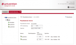 Abbildung 4: Univentions Virtualisierungs-Managementmodul bei der Steuerung der VMs.
