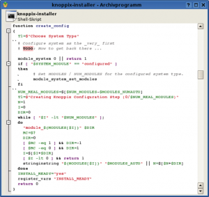 Abbildung 4: Viele Skripte in Knoppix verwenden eine etwas gewöhnungsbedürftige und fehlerträchtige Syntax. Sie wechseln die klassische Form mittels If-Statement und der Variante mit Lazy Evaluation und »&&« miteinander ab.