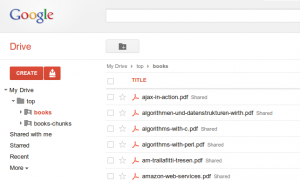 Abbildung 1: Michael Schillis Bibliothek auf Google Drive erscheint bislang nur als graue PDF-Liste gescannter Papierbücher.