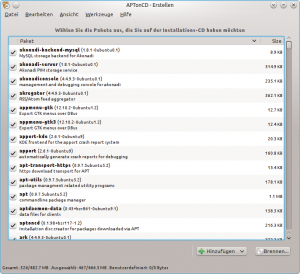 Abbildung 1: Aptoncd baut eine CD aus den Updates des lokalen Systems.