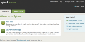 Abbildung 1: Der Splunk-Startbildschirm des Web-GUI nach dem ersten Einloggen.