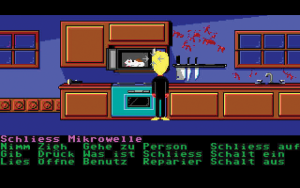 Abbildung 2: Der Hamster zwecks Zeitreise in der Mikrowelle – "Maniac Mansion" ist nichts für Tierschützer.