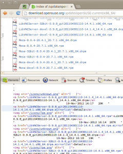 Abbildung 5: Der Suse-Server sträubt sich mit unstrukturiertem HTML gegen das Scraping.