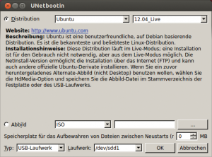 Abbildung 5: Unetbootin bietet einen ähnlichen Funktionsumfang wie Ubuntus Startmedienersteller und zeigt sich ebenso aufgeräumt.