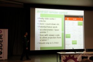 Eine Android-App steuert die Präsentation. Mit Vorschau und direktem Springen zu einzelnen Folien.