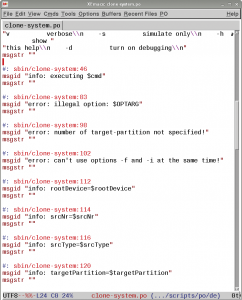 Abbildung 1: Generierte Messagedatei mit Syntax Highlighting im Xemacs.