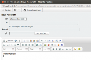 Abbildung 3: Neue Nachrichten verfasst der Anwender bei Hordes Webmail-Lösung in einem neuen Fenster des Webbrowsers.