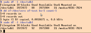 Abbildung 4: Eine Datei mit 1 Byte belegt einen 4-KByte-Block auf dem Stick.