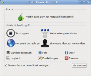 Abbildung 4: Das grafische Tor-Frontend, das auf den schönen Namen Vidalia hört, signalisiert Arbeitsbereitschaft.