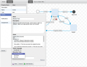 Abbildung 8: Nur wenige funktionale Unterschiede gibt es beim Erstellen von Workflows, hier Liferays Workflowdesigner.