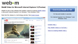 Abbildung 4: Google bietet ein Plugin an, über das sich der Internet Explorer mit Webm erweitern lässt.