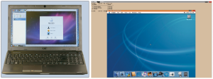 Abbildung 4: Manche Hersteller wie Apple verbieten es Benutzern, ihre Betriebssysteme in virtuellen Umgebungen laufen zu lassen. Technisch möglich ist es dennoch (oben Virtualbox, unten KVM). Wer das nachmacht, verstößt klar gegen die Lizenzbedingungen.