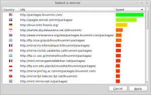 Mints neues Tool zum Verwalten von Paketquellen kann Mirrors auf ihre Download-Geschwindigkeit testen.