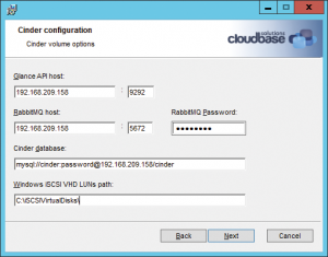 Abbildung 3: Der Cinder-Installer für Windows ermöglicht es, Speicher über I-SCSI von einem Windows-Server in der Cloud bereitzustellen.