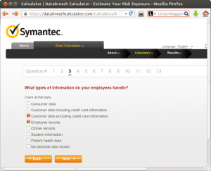 Abbildung 3: Die Befunde einer Studie zu Datenverlusten hat der Antimalware-Anbieter Symantec zur Grundlage dieses Online-Schadensrechners gemacht.