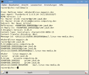 Abbildung 4: Das Programm iteriert über alle Mailadressen in der Eingabe.