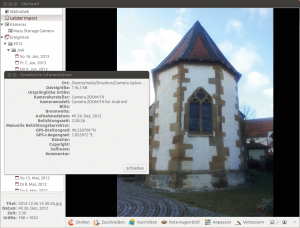 Abbildung 7: Die erweiterten Informationen präsentieren die Exif-Daten. GPS-Koordinaten zeigt Shotwell zwar an und exportiert sie auch, nutzt sie aber nicht für eigene Funktionen.
