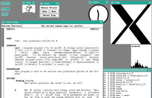 Abbildung 1: Das Fenstersystem von Unix mit Toms Window Manager (Twm). Der Linux-Desktop sah Anfang der 90er ähnlich aus, der Desktop Twm lässt sich noch heute problemlos installieren und starten.