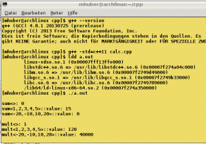 Abbildung 3: Der GNU-Compiler unterstützt seit Version 4.8 vom März 2013 den neuen Sprachstandard C++11.