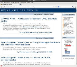 Abbildung 5: Einige der Planet-Venus-Themes fügen in der Seitenleiste Links für den bequemen Export ein.