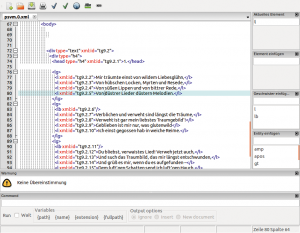 Abbildung 2: Der XML Copy Editor präsentiert sich in unaufdringlichem Design, sodass Anwender sich schnell zurechtfinden. Optional erscheinen im unteren Bereich Meldungen und eine Eingabezeile.